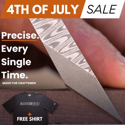 4th of July Sale: Damascus Marking Knife with FREE Blacktail Studio Tri-Blend Tee