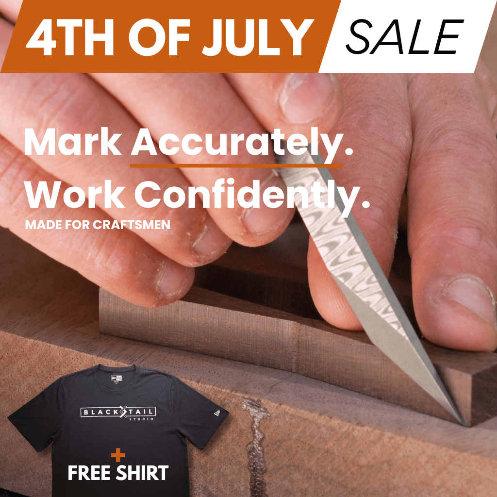 4th of July Sale: Damascus Marking Knife with FREE Blacktail Studio Tri-Blend Tee