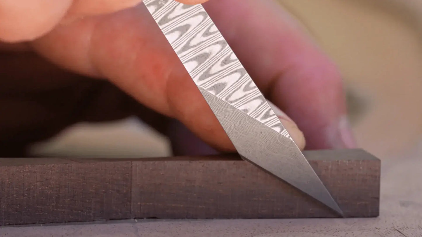 The Damascus Blacktail Bundle: The Damascus Precision Edge Marking Knife, The Damascus Toothpick Marking Knife, The Blacktail Studio Tri-Blend Tee