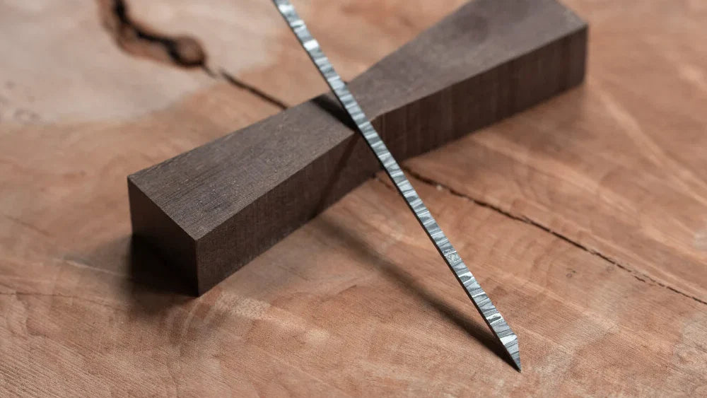 The Damascus Blacktail Bundle: The Damascus Precision Edge Marking Knife, The Damascus Toothpick Marking Knife, The Blacktail Studio Tri-Blend Tee