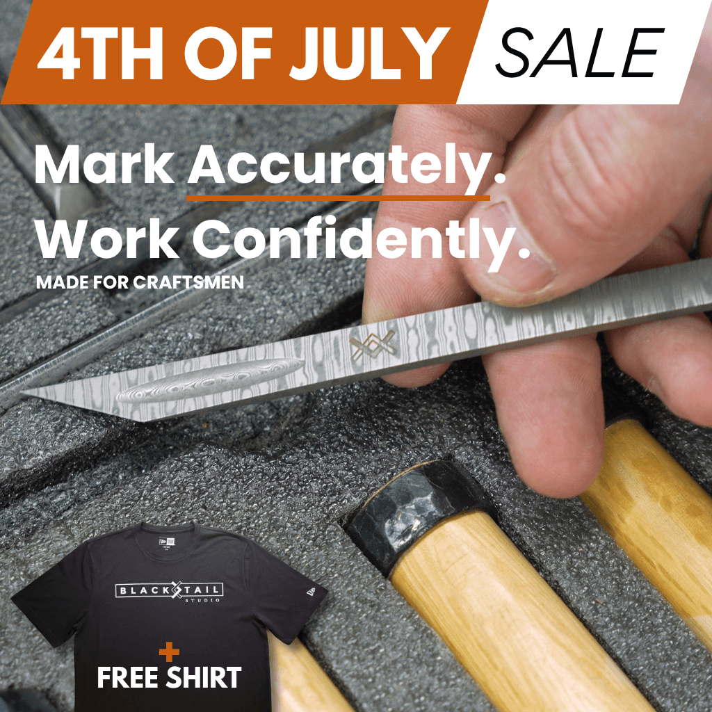 4th of July Sale: Damascus Marking Knife with FREE Blacktail Studio Tri-Blend Tee