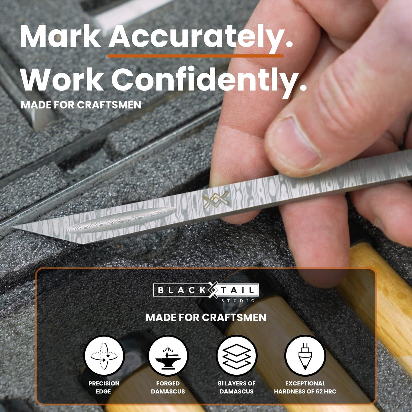 Damascus Marking Knife