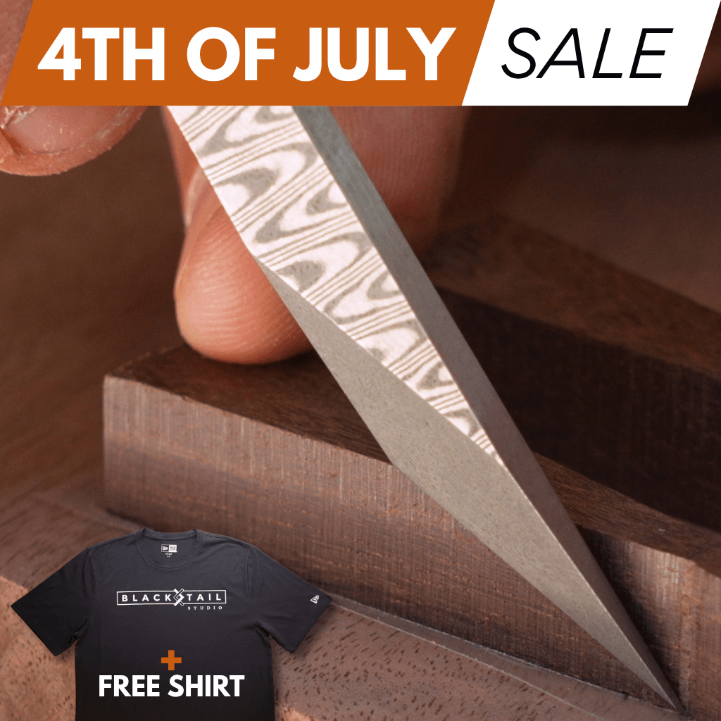 4th of July Sale: Damascus Marking Knife with FREE Blacktail Studio Tri-Blend Tee