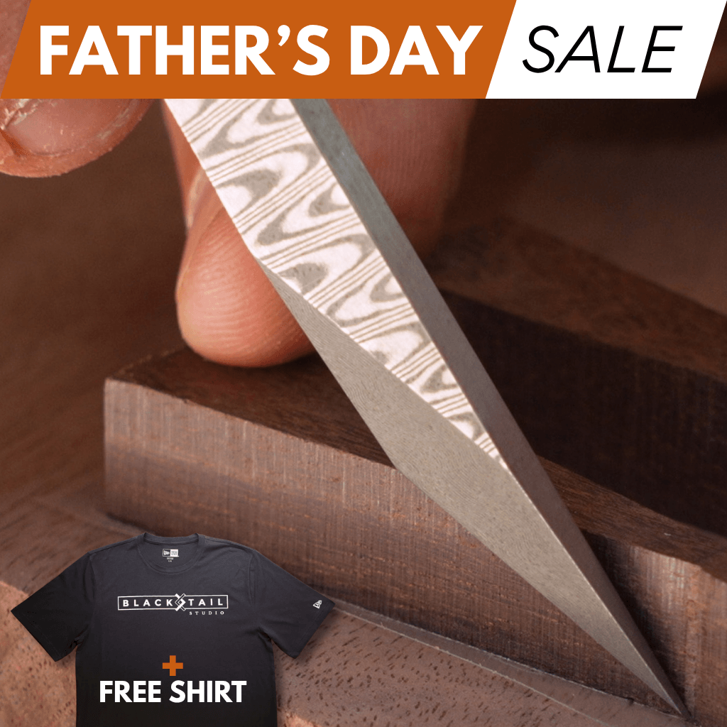 Father's Day Sale: Damascus Marking Knife with FREE Blacktail Studio Tri-Blend Tee