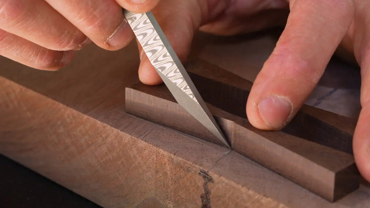 The Damascus Blacktail Bundle: The Damascus Precision Edge Marking Knife, The Damascus Toothpick Marking Knife, The Blacktail Studio Tri-Blend Tee